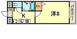 レジデンス妙法寺 1Kの間取図画像