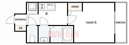 エスリードレジデンスグラン神戸三宮シティ 1Kの間取図画像