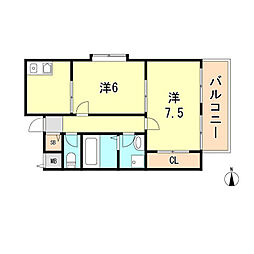 メゾン・ティファニー 2DKの間取図画像