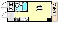 コスモプラザ三宮 ワンルームの間取図画像