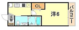 エステムプラザ神戸三宮ルクシア 1Kの間取図画像