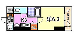 ロイヤルヒル神戸三ノ宮Part2 1Kの間取図画像