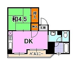トーアハイツ 1DKの間取図画像