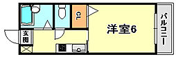 ラヴィエゼ神戸B 1Kの間取図画像