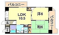 メゾンエクレール元町 2LDKの間取図画像