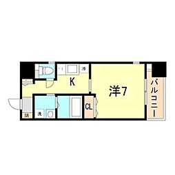 KHKコート板宿 1Kの間取図画像