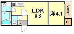 ルアナ新神戸 1LDKの間取図画像