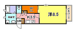 シャーメゾン上沢 1Kの間取図画像