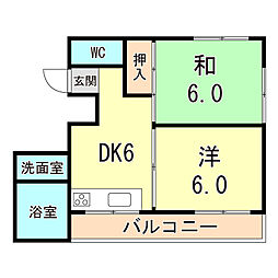 サンコート春日野道3 2DKの間取図画像