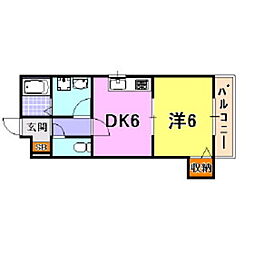 アビエスフィルマ 1DKの間取図画像