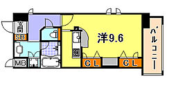 KAISEI新神戸第2WEST ワンルームの間取図画像