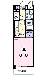 コンフォルト・水笠 1Kの間取図画像