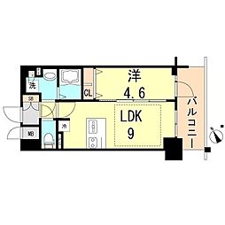 プレサンスTHE神戸 1LDKの間取図画像
