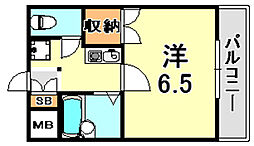ヒルズ平和台A棟 1Kの間取図画像