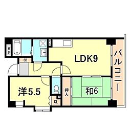 エクラシア鷹取駅前 2LDKの間取図画像