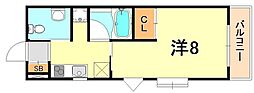 エスポワール春日野道2 1Kの間取図画像