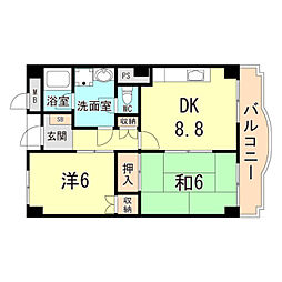 グリーンハイツ諏訪山 2DKの間取図画像