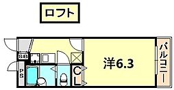 レオパレスM.Tree2 1Kの間取図画像