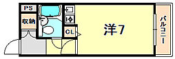 メゾンドゥロイ ワンルームの間取図画像