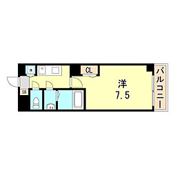メゾン・ド・ヴィレ須磨 1Kの間取図画像