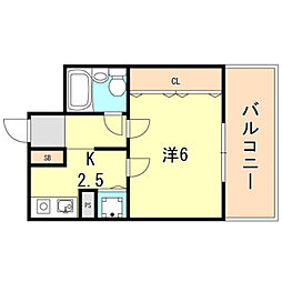 朝日プラザ兵庫駅前通 1Kの間取図画像