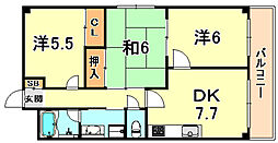 セントポーリア東須磨 3DKの間取図画像