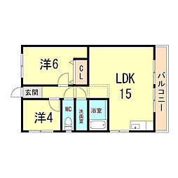 滝谷グリーンハイツ 2LDKの間取図画像