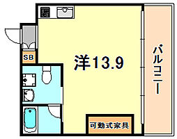 ロイスグラン神戸湊川公園 ワンルームの間取図画像