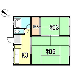 サチズライフ萩乃町 2Kの間取図画像