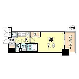 Luxe神戸WEST 1Kの間取図画像