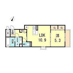 ラ・メゾンアンソレイエ板宿 1LDKの間取図画像