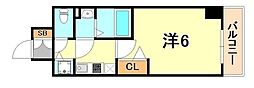 プレサンス三宮エレガンシア 1Kの間取図画像