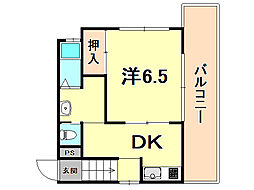 お福ビル 1DKの間取図画像