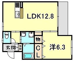 サニーウエル 1LDKの間取図画像