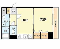 パシフィック神戸桜筋南館 1LDKの間取図画像