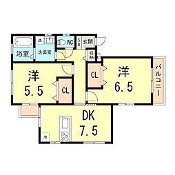 グランメール大塚町 2DKの間取図画像