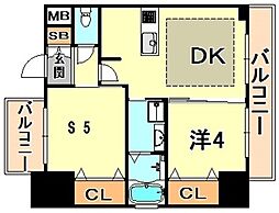エステムプラザ神戸三宮ルクシア 1SDKの間取図画像