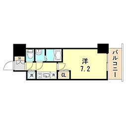 プレサンス三宮ポルト 1Kの間取図画像