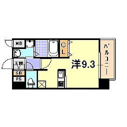 プライムレジデンス神戸・県庁前 ワンルームの間取図画像