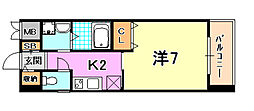 KHKコート板宿 1Kの間取図画像