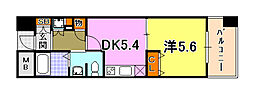 サムティ三宮レガニールワンルーム棟 1DKの間取図画像