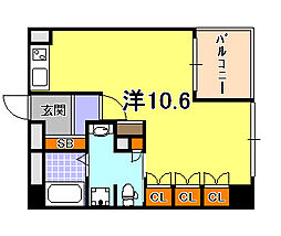リーガル神戸中山手通り ワンルームの間取図画像