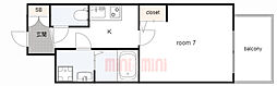 セレニテ三宮リアン 1Kの間取図画像