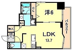 ワコーレ新神戸マスターズレジデンス 1LDKの間取図画像