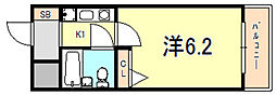 エスリード神戸 1Kの間取図画像