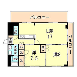 アピタシオン熊野 2LDKの間取図画像