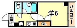 フロール須磨 1Kの間取図画像
