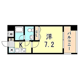 LiAnge兵庫本町 1Kの間取図画像
