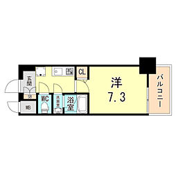 セオリー神戸クレール 1Kの間取図画像