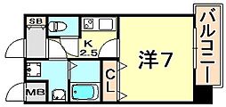 プレサンス三宮花時計前 1Kの間取図画像